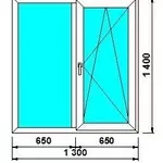 Veka Euroline,  1300*1400,  4/10/4/10/4