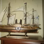 Модель копия парусно-моторного корабля,  дерево