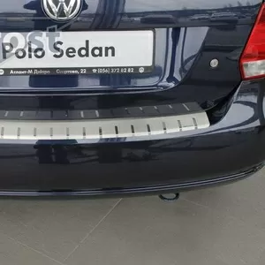 Накладка на бампер с загибом для VW Polo V Sedan 2009+