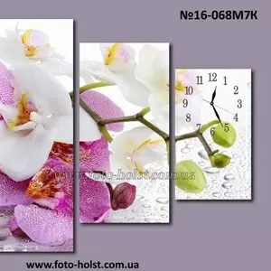 Модульная картина орхидея (с часами,  без часов)