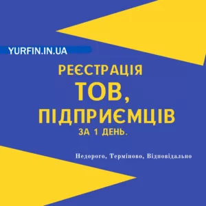 Реєстрація ФОП,  ТОВ,  ПП,  Дніпро та область (недорого)