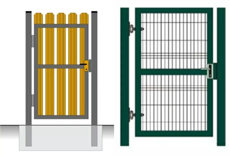 Ворота и Калитки металлические,  из штакетин и профнастила