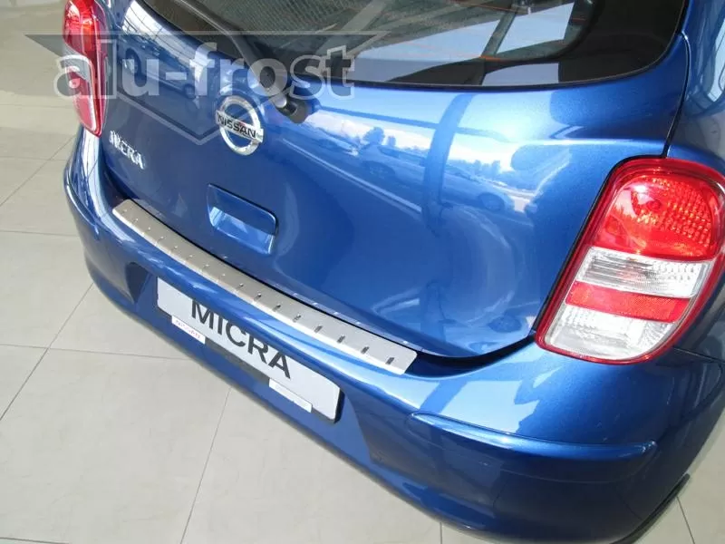 Защитная накладка на задний бампер Nissan Micra IV 5D 2010+ 3