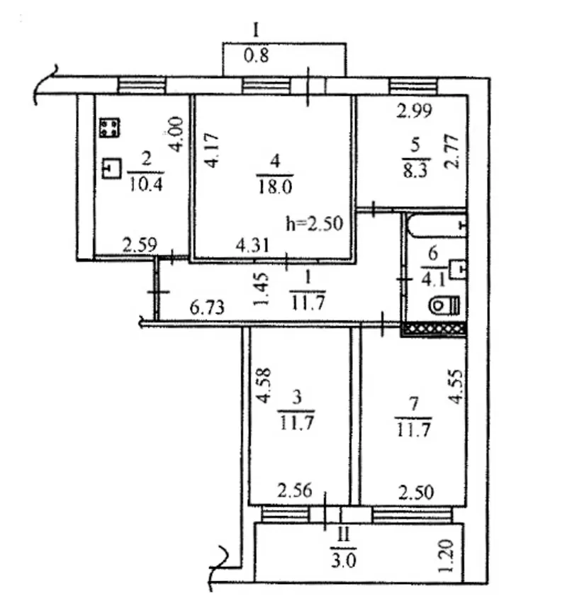 4х комнатная квартира (12 квартал) 8