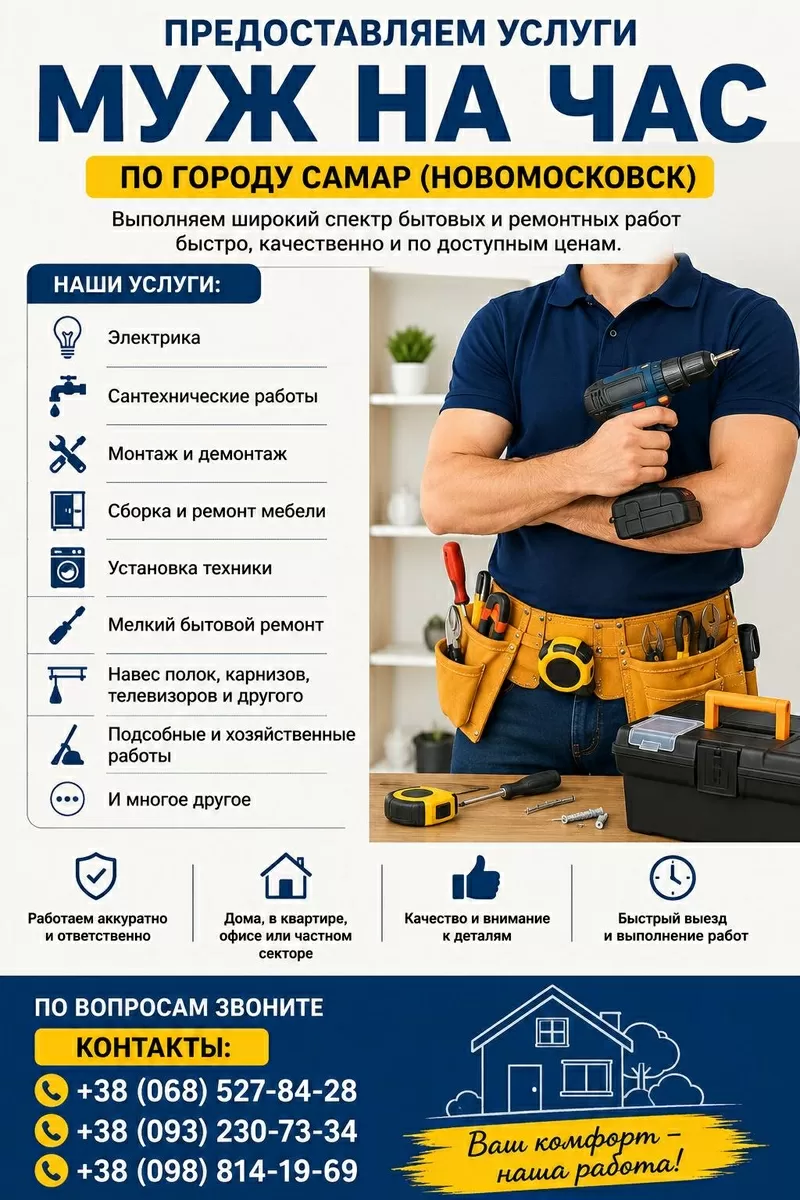 Пpeдоставляем ycлуги «Муж на час» по городу Самар
