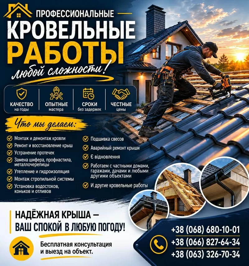 Профессиональные кровельные работы,  Ремонт крыш